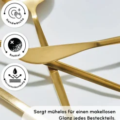 Karaca Bestecksets Für 6 Personen-Bella V2 24-teiliges Besteckset für 6 Personen – Matte Gold