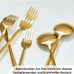 Karaca Bestecksets Für 6 Personen-Bella V2 24-teiliges Besteckset für 6 Personen – Matte Gold