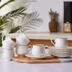 Karaca Mokka & Espressotassen Set-Beykoz 6-Personen-Kaffeetassenset, 80 ml Weıß01