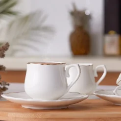 Karaca Mokka & Espressotassen Set-Beykoz 6-Personen-Kaffeetassenset, 80 ml Weıß01
