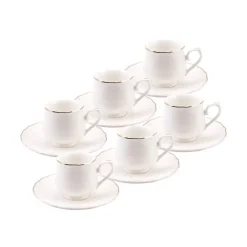 Karaca Mokka & Espressotassen Set-Beykoz 6-Personen-Kaffeetassenset, 80 ml Weıß01