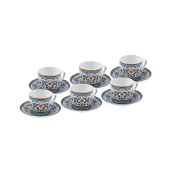 Karaca Mokka & Espressotassen Set-Beylerbeyi 6 Personen Kaffeetassen Set, 80 ml Blau01