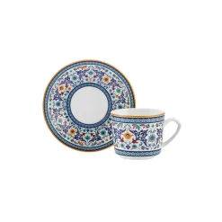 Karaca Mokka & Espressotassen Set-Beylerbeyi 6 Personen Kaffeetassen Set, 80 ml Blau01
