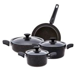 Karaca Granittopf Sets-Biogranit Blackgold V1 7-teiliges Kochgeschirr-Set Schwarz Gold