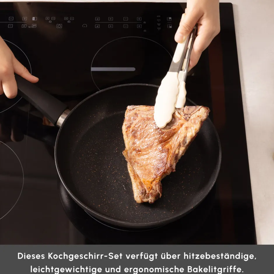 Karaca Granittopf Sets-Biogranit Blackgold V1 7-teiliges Kochgeschirr-Set Schwarz Gold