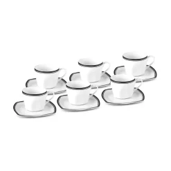 Karaca Teetassen Sets-Black Line Teetassen-Set für 6 Personen, 12 Teilig, 220 ml Multıfarben