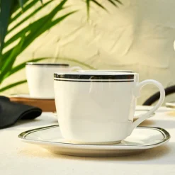 Karaca Teetassen Sets-Black Line Teetassen-Set für 6 Personen, 12 Teilig, 220 ml Multıfarben