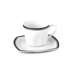 Karaca Teetassen Sets-Black Line Teetassen-Set für 6 Personen, 12 Teilig, 220 ml Multıfarben