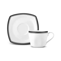 Karaca Teetassen Sets-Black Line Teetassen-Set für 6 Personen, 12 Teilig, 220 ml Multıfarben