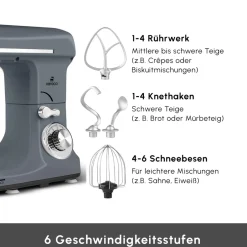 Karaca Küchenchef-Blendburst Küchenchef, 1400 W Grau
