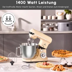 Karaca Küchenchef-Blendburst Stand Mixer, 5.7L, 1400W, Iconic Beige Iconıc Beıge