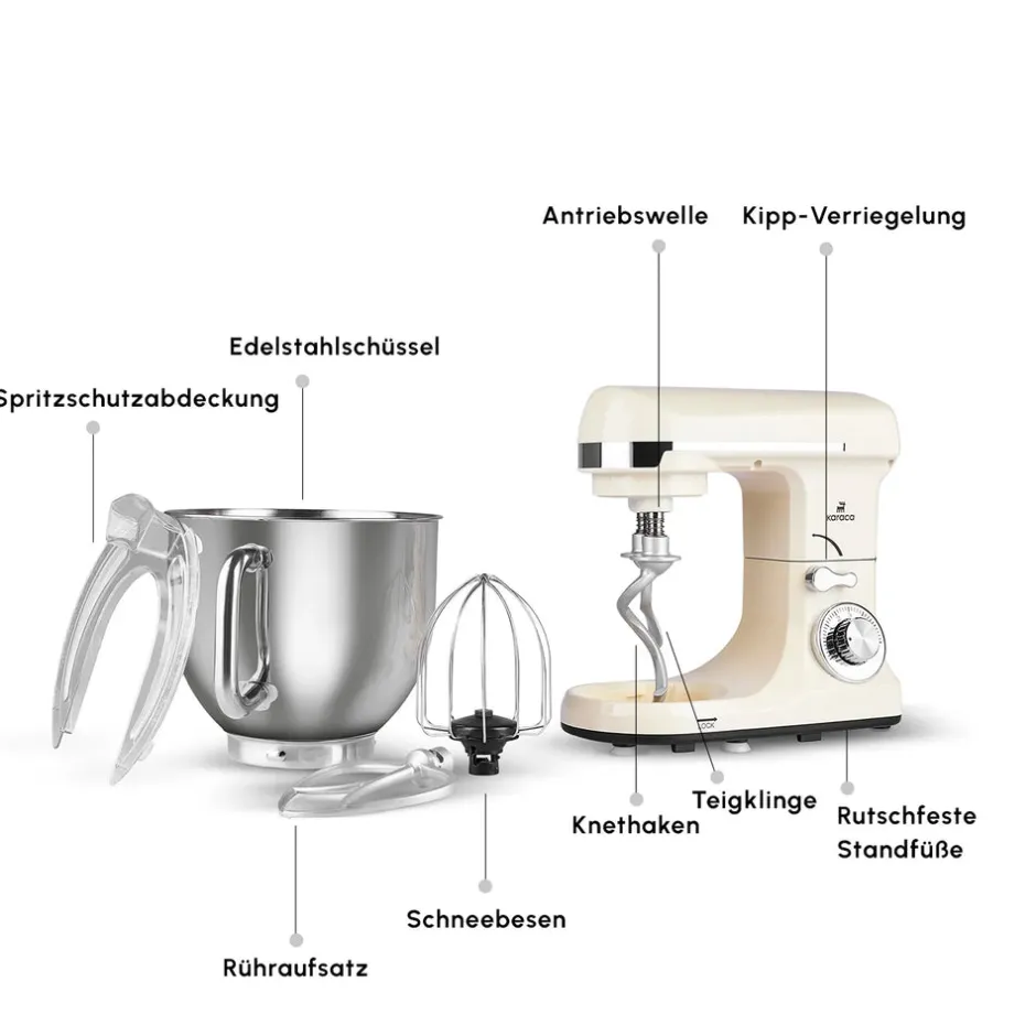 Karaca Küchenchef-Blendburst Stand Mixer, 5.7L, 1400W, Iconic Beige Iconıc Beıge