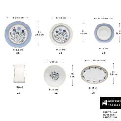 Karaca Frühstücksset Für 6 Personen-Blue Clove 26-Teiliges 6-Personen Frühstücksgeschirr Blau01