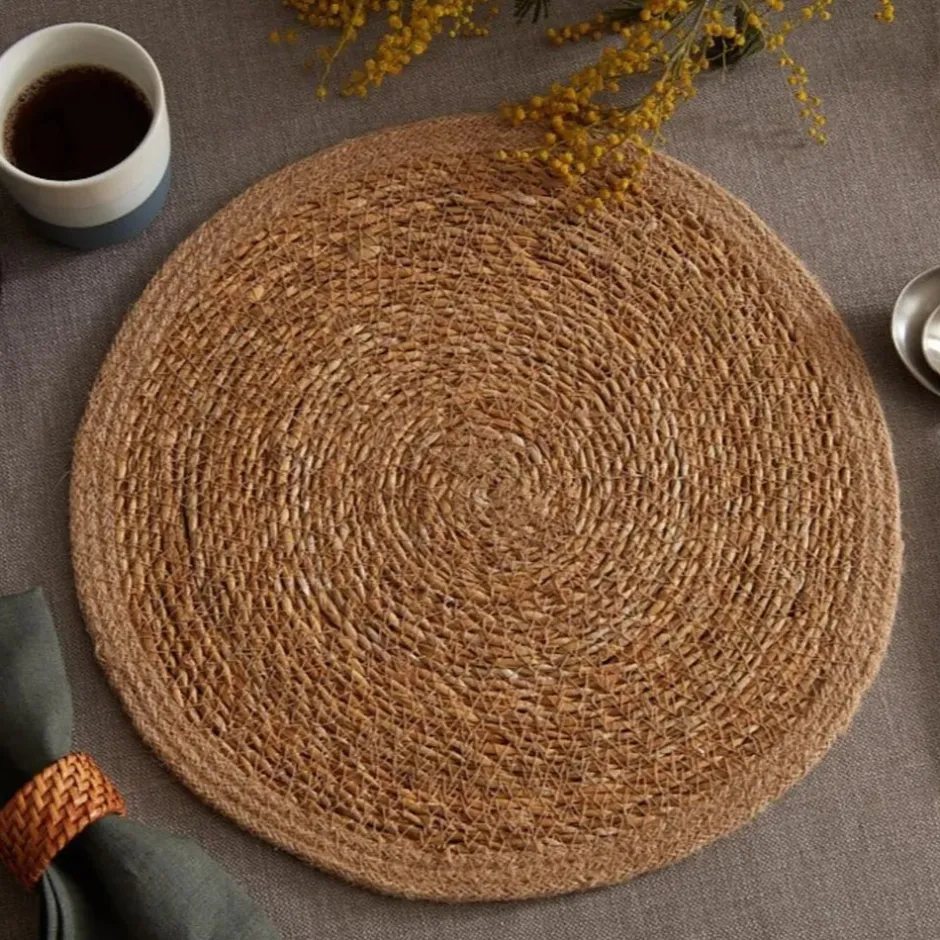 Karaca Deko-Objekte-Boho Tischset aus Seegras und Jute, 37 cm Beıge01