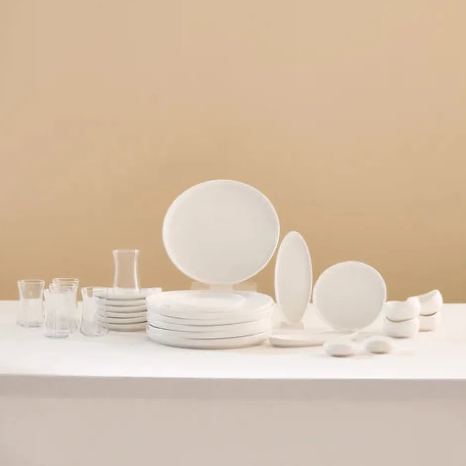 Karaca Frühstücksset Für 6 Personen-Bone China Olla 28-teiliges Servierset für 6 Personen, Weiß