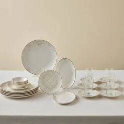 Karaca Frühstücksset Für 6 Personen-Bone China Siena 20-teiliges Tafelservice für 6 Personen, Weiß