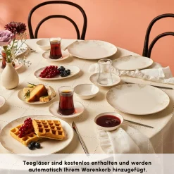 Karaca Frühstücksset Für 6 Personen-Bone China Siena 20-teiliges Tafelservice für 6 Personen, Weiß