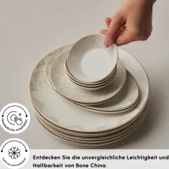 Karaca Frühstücksset Für 6 Personen-Bone China Siena 20-teiliges Tafelservice für 6 Personen, Weiß