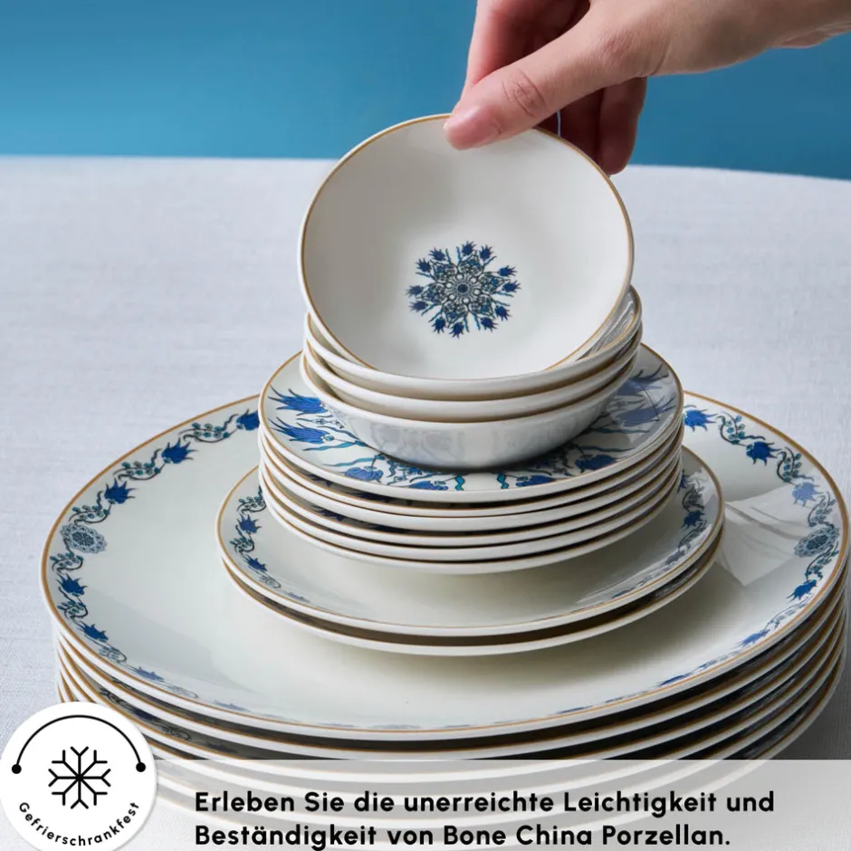 Karaca Frühstücksset Für 6 Personen-Bone China İznik 26-teiliges Servierset für 6 Personen, Mehrfarbig Multıcolor