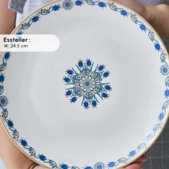 Karaca Frühstücksset Für 6 Personen-Bone China İznik 26-teiliges Servierset für 6 Personen, Mehrfarbig Multıcolor