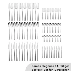 Karaca Bestecksets Für 12 Personen-Boreas 12 Personen Besteckset, 84 Teilig Sılber