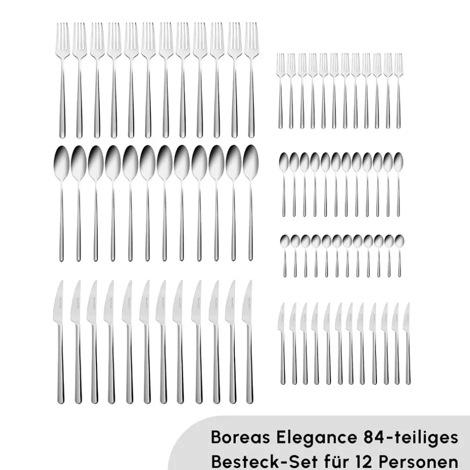 Karaca Bestecksets Für 12 Personen-Boreas 12 Personen Besteckset, 84 Teilig Sılber