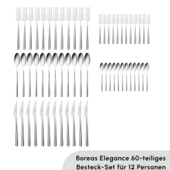 Karaca Bestecksets Für 12 Personen-Boreas 12 Personen Besteckset, 60 Teilig Sılber