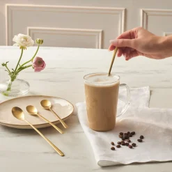 Karaca Bestecksets Für 6 Personen-Boreas 4-teiliges Latte-Löffel-Set in Box Gold