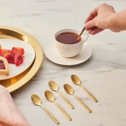 Karaca Bestecksets Für 6 Personen-Boreas 6-teiliges Teelöffel-Set in Box Gold