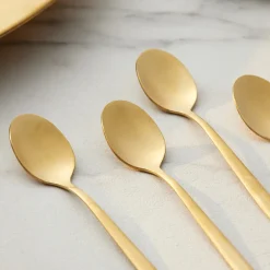 Karaca Bestecksets Für 6 Personen-Boreas 6-teiliges Teelöffel-Set in Box Gold