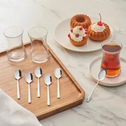 Karaca Bestecksets Für 6 Personen-Boreas Silber 6-teiliges Teelöffel-Set in Box Sılver