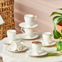 Karaca Mokka & Espressotassen Set-Boyoz Kaffeetassen-Set, 6 Personen, 85 ml Weıß01