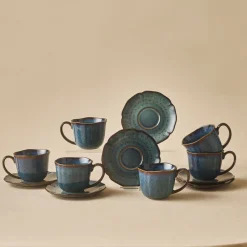 Karaca Teetassen Sets-Bryggen Reaktiv 250 Ml Teetasse Für 6 Personen Multıfarben