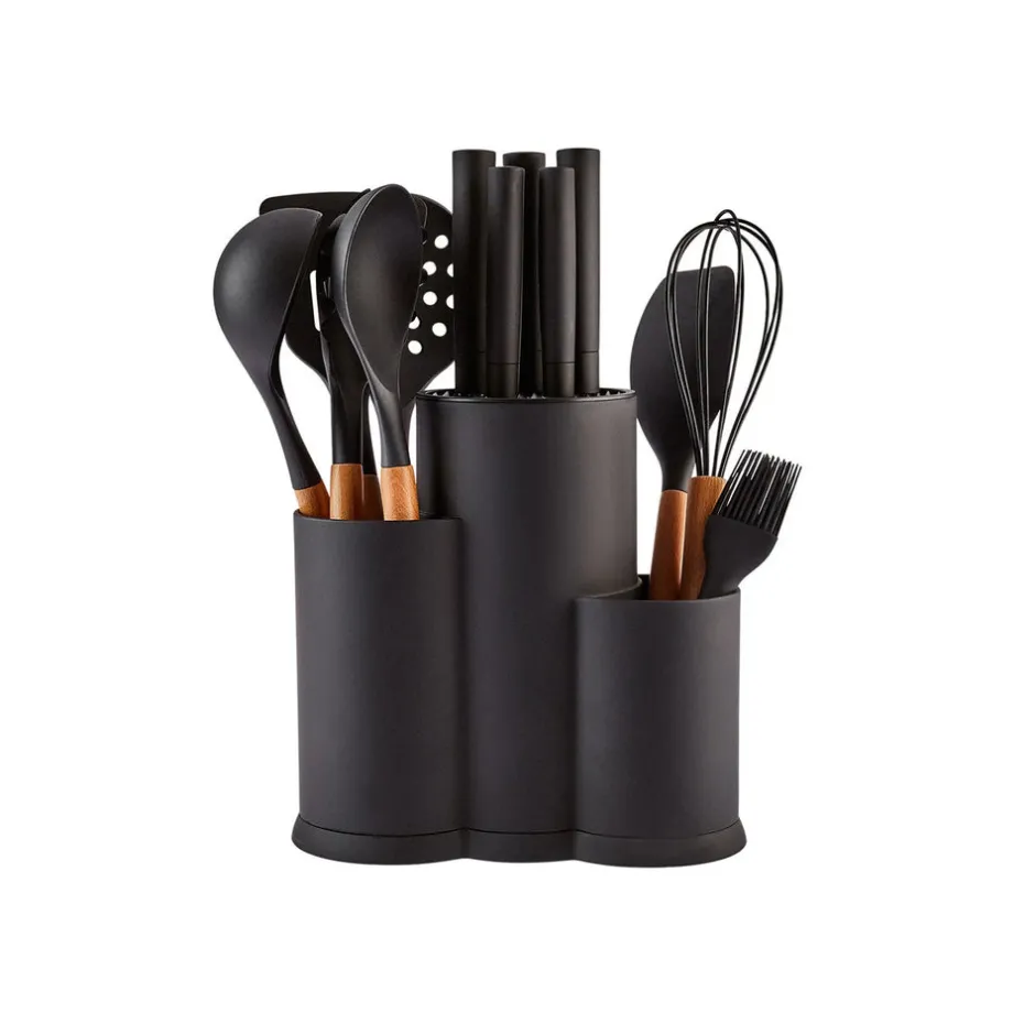 Karaca Backhelfer|Messersets-Burby Wood Service und Messerset, 14-Teilig Schwarz01
