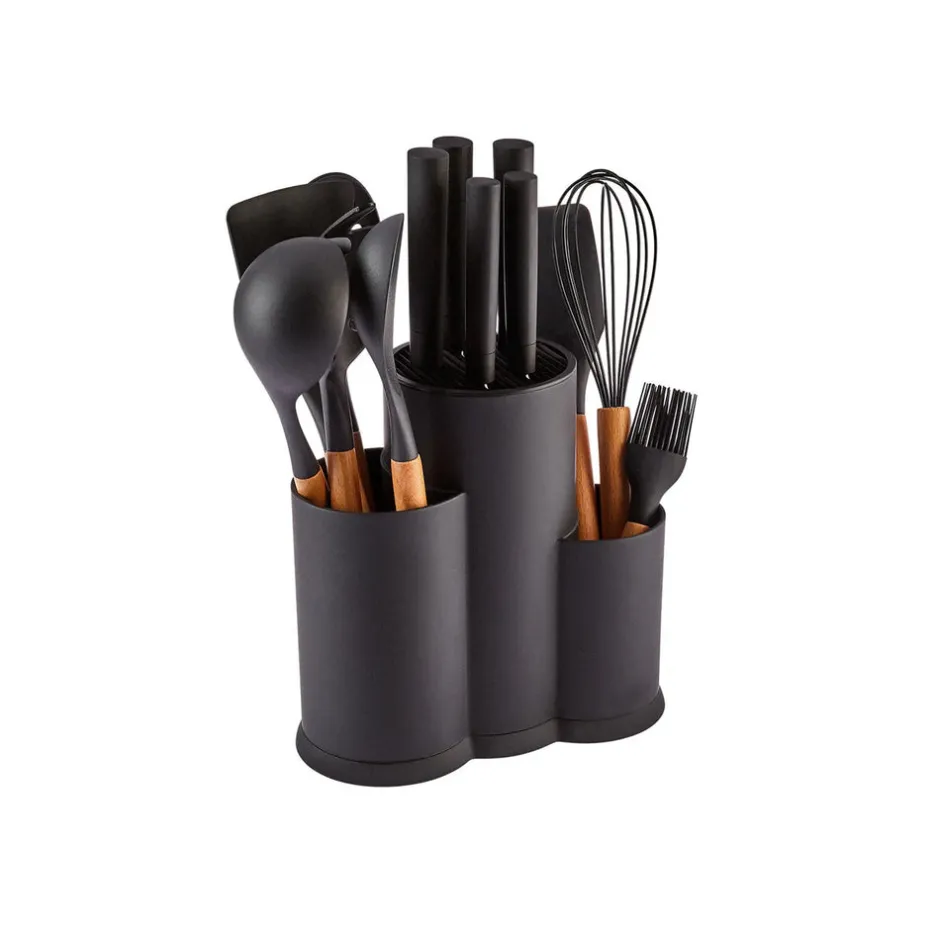Karaca Backhelfer|Messersets-Burby Wood Service und Messerset, 14-Teilig Schwarz01