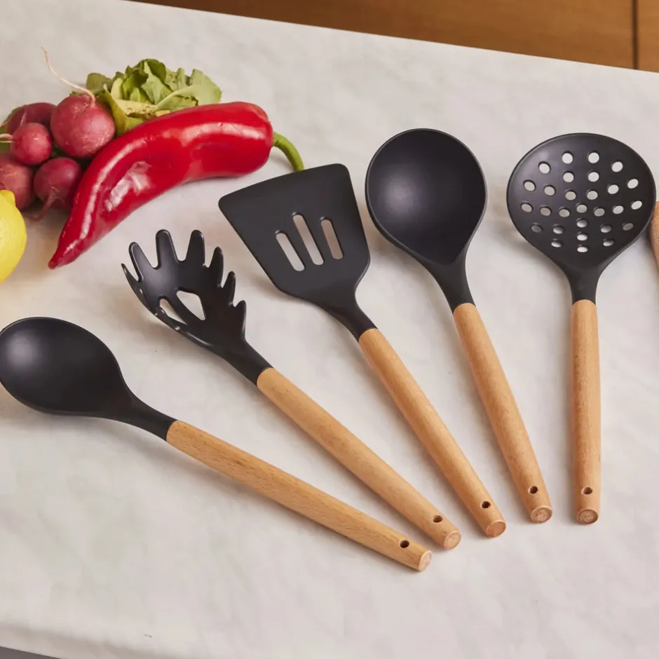 Karaca Backhelfer|Messersets-Burby Wood Service und Messerset, 14-Teilig Schwarz01