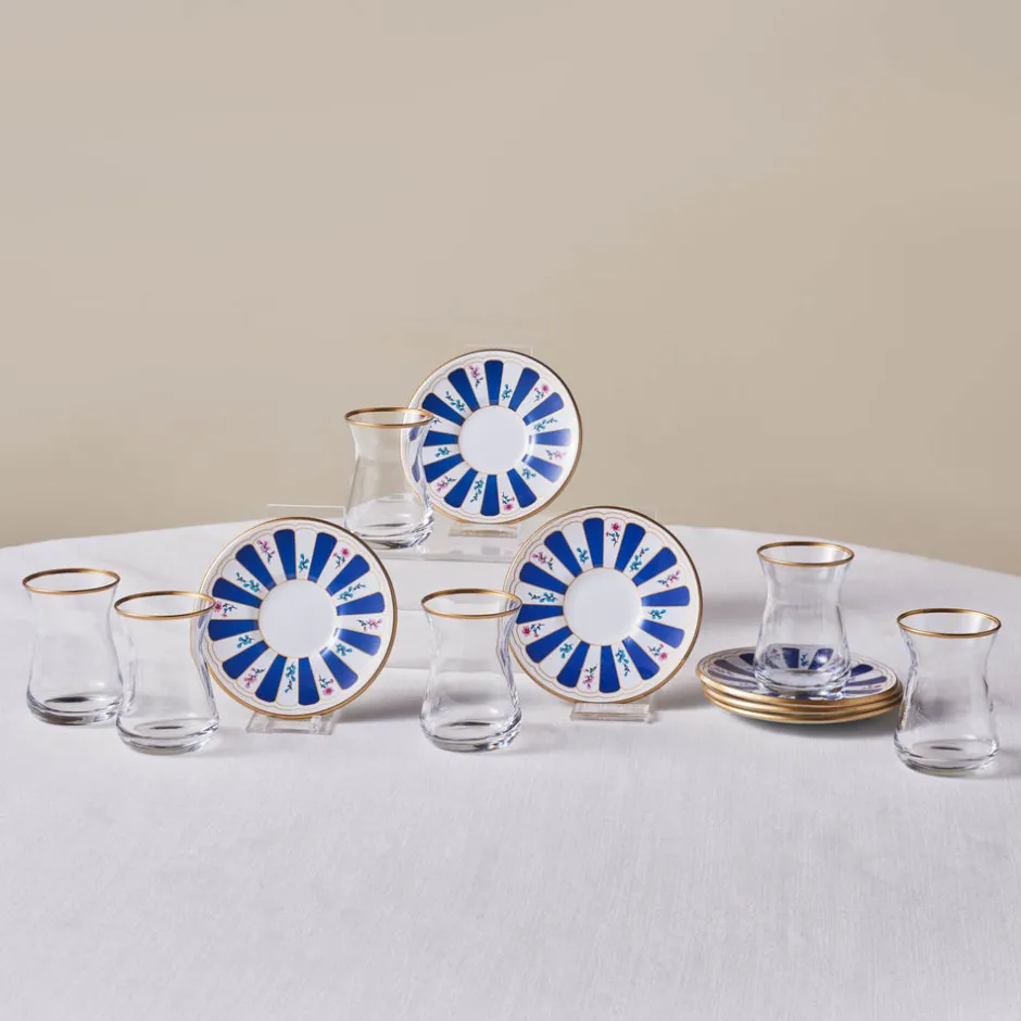 Karaca Teegläser Sets-Bursa Türkisches Teeglas-Set, 12-teilig, Marineblau Marıne02