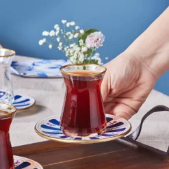 Karaca Teegläser Sets-Bursa Türkisches Teeglas-Set, 12-teilig, Marineblau Marıne02