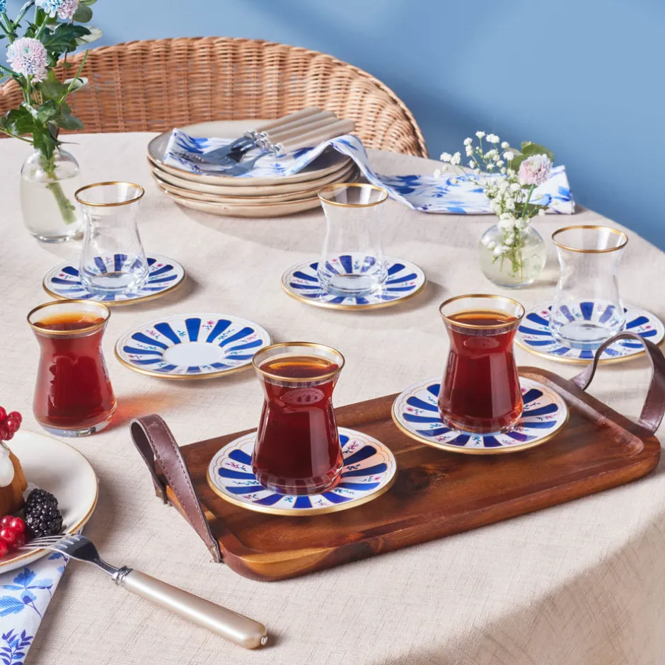 Karaca Teegläser Sets-Bursa Türkisches Teeglas-Set, 12-teilig, Marineblau Marıne02