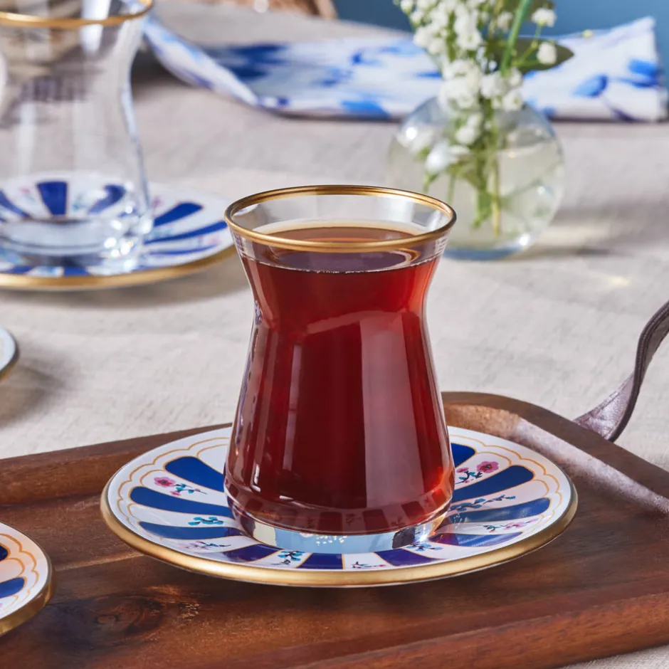 Karaca Teegläser Sets-Bursa Türkisches Teeglas-Set, 12-teilig, Marineblau Marıne02