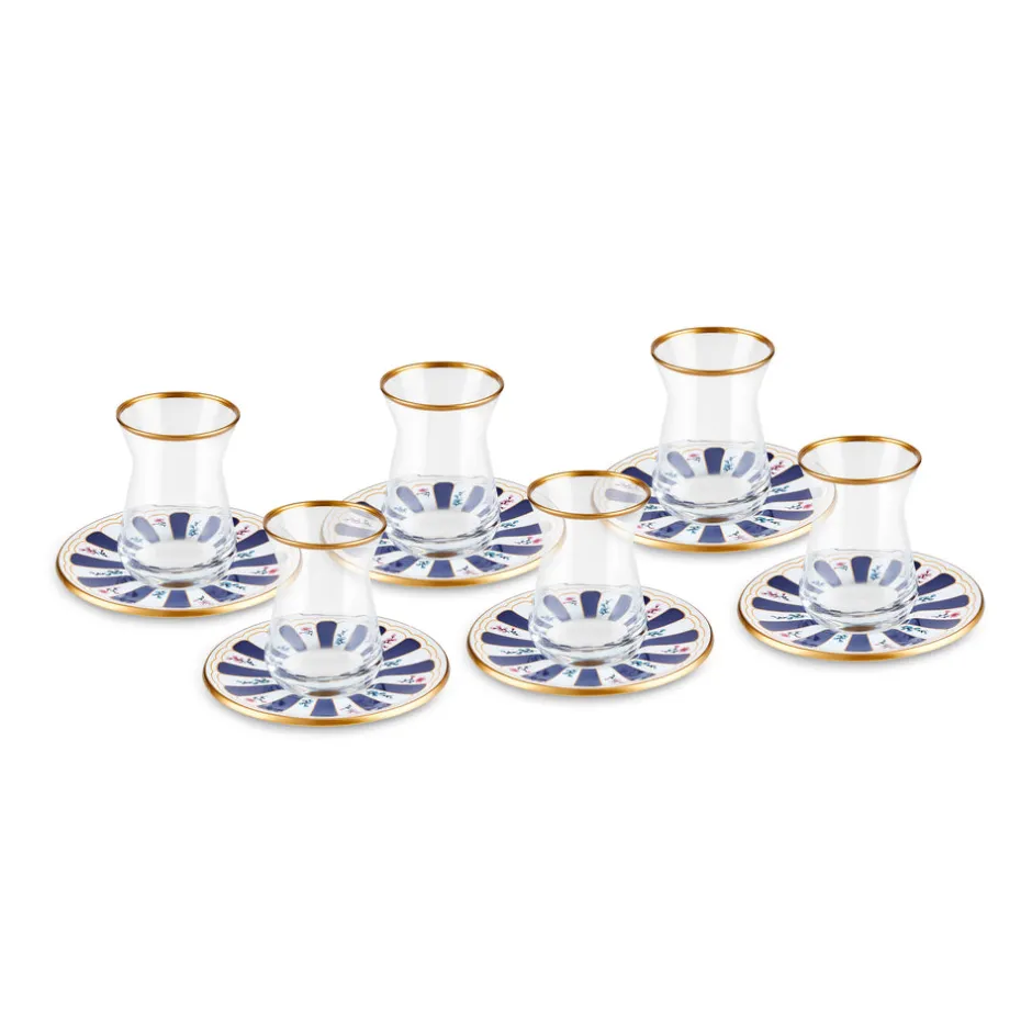 Karaca Teegläser Sets-Bursa Türkisches Teeglas-Set, 12-teilig, Marineblau Marıne02