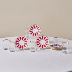 Karaca Teegläser Sets-Bursa Türkisches Teeglas, 12-teilig, Rot Rot02