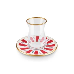 Karaca Teegläser Sets-Bursa Türkisches Teeglas, 12-teilig, Rot Rot02