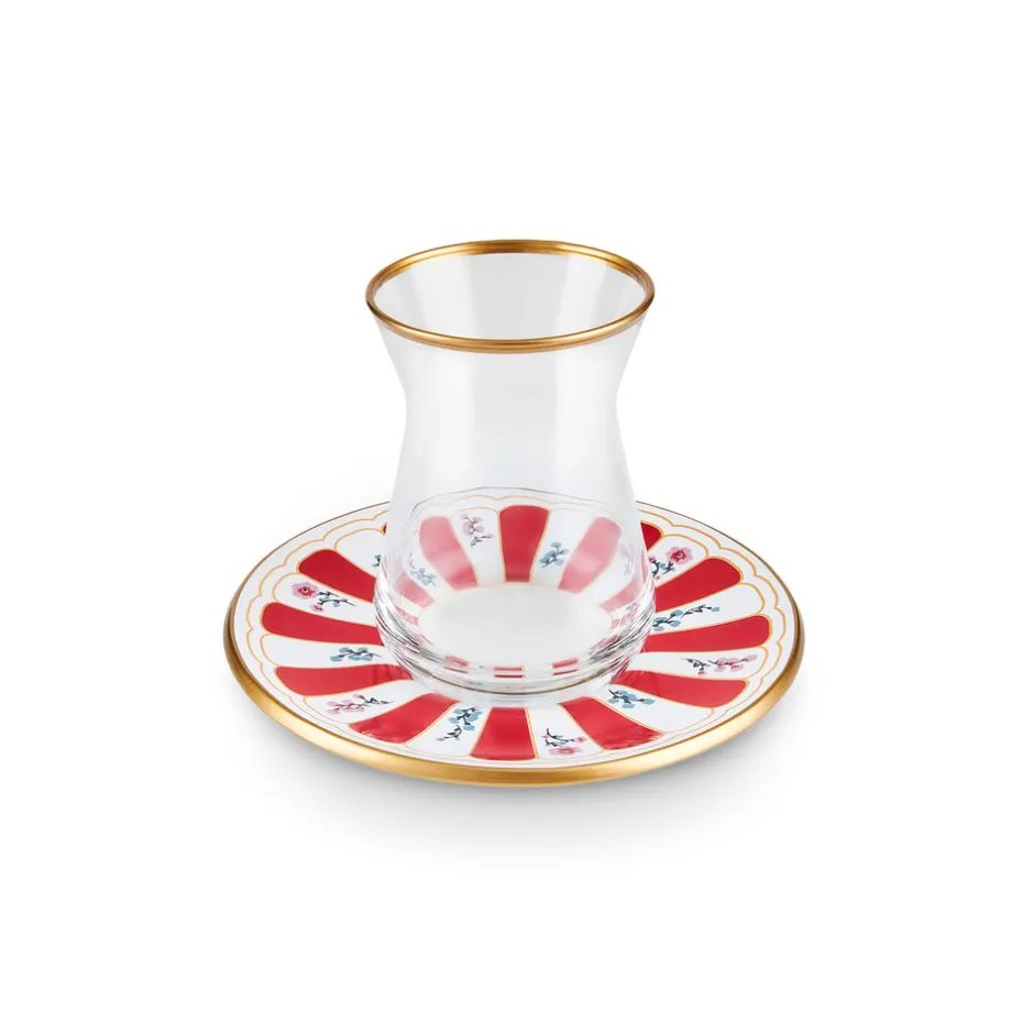 Karaca Teegläser Sets-Bursa Türkisches Teeglas, 12-teilig, Rot Rot02