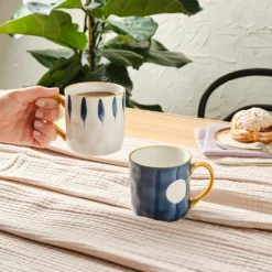 Karaca Mugs & Kaffeebecher-Canarie 2-teiliges Steinzeug-Becher-Set, 350ml, Mehrfarbig Multıfarben