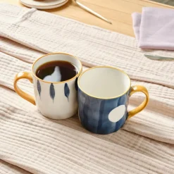 Karaca Mugs & Kaffeebecher-Canarie 2-teiliges Steinzeug-Becher-Set, 350ml, Mehrfarbig Multıfarben