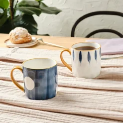 Karaca Mugs & Kaffeebecher-Canarie 2-teiliges Steinzeug-Becher-Set, 350ml, Mehrfarbig Multıfarben