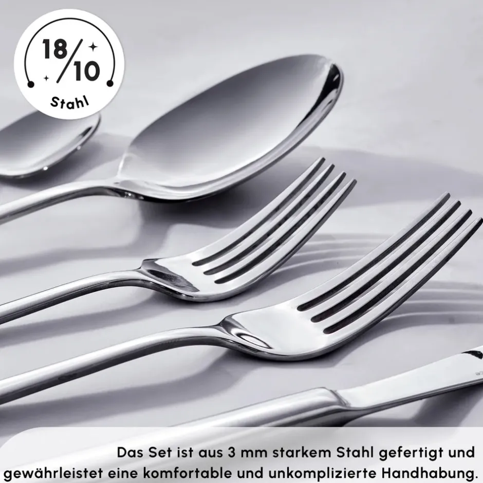 Karaca Bestecksets Für 12 Personen-Carmelo Premium mit Boxed Besteckset, 91 Teilig Farblös