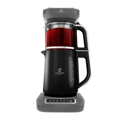 Karaca Teekocher-Caysever Robotea Pro 4 in 1 sprechender automatischer Teekocher Wasserkocher und Filterkaffeemaschine 2500W Space Grau