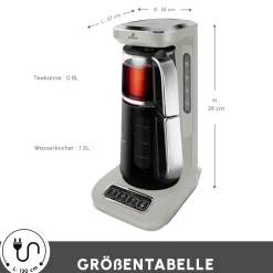 Karaca Teekocher-Caysever Robotea Pro 4 in 1 sprechender automatischer Teekocher Wasserkocher und Filterkaffeemaschine, Starlight, 2500W Sternenlıcht
